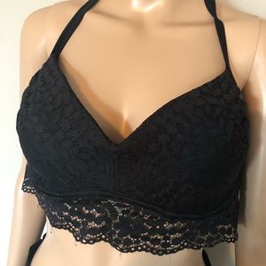 Lacey black halter top swim bathing suit top
